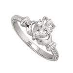 Load image into Gallery viewer, Silver April Birthstone Claddagh Ring
