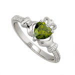 Load image into Gallery viewer, Silver August Birthstone Claddagh Ring
