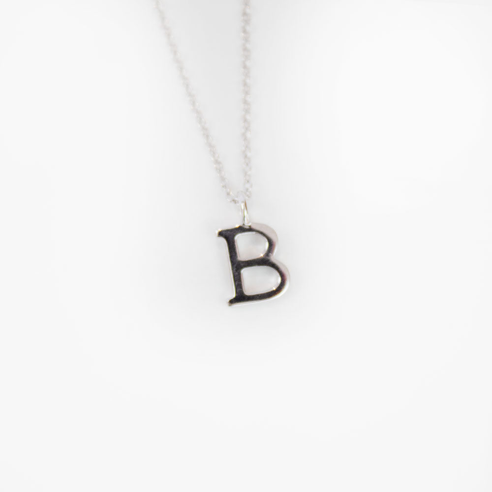 Silver B Initial Necklace