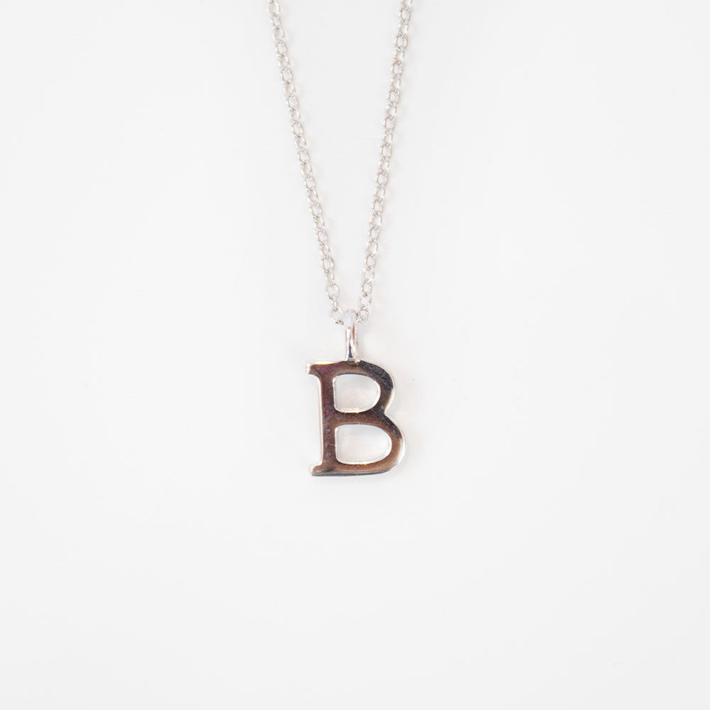 Silver B Initial Necklace