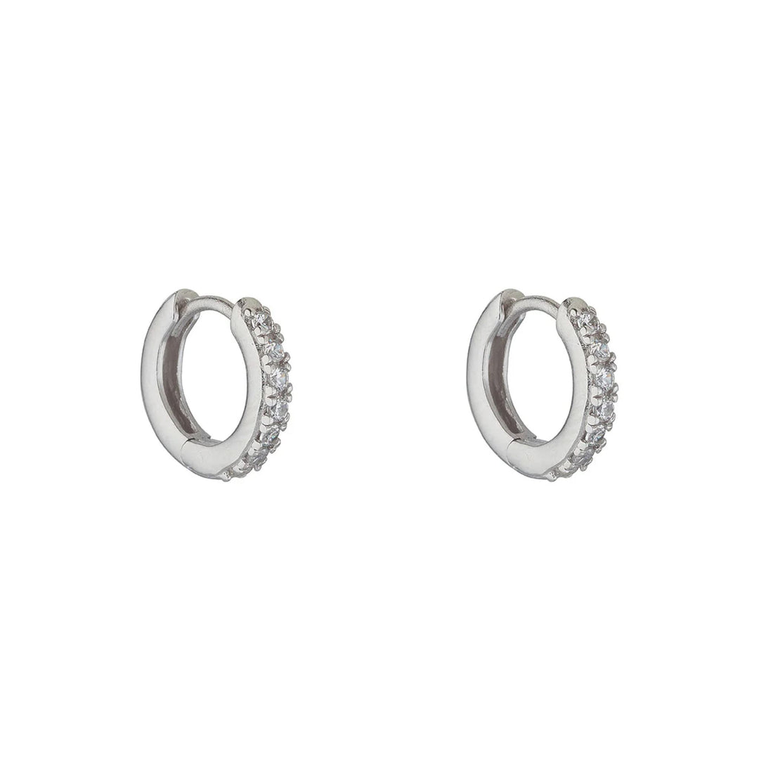 Silver CZ 10mm Huggie Hoop Earrings