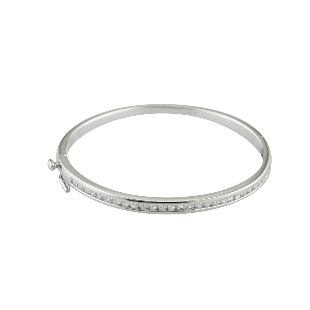 Silver CZ Channel Set Baby Bangle