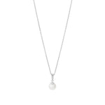 Load image into Gallery viewer, Silver CZ Bail Pearl Necklace
