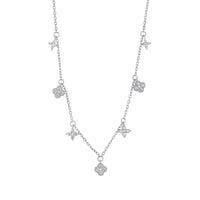 Silver Clover CZ Charm Necklace