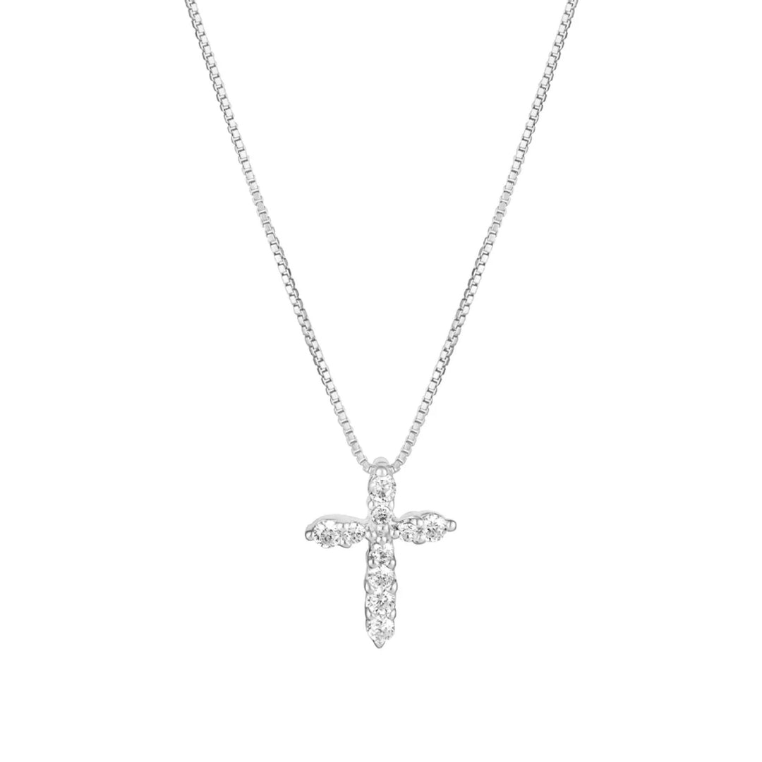 Silver Small CZ Cross Necklace