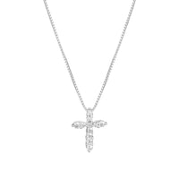 Silver Small CZ Cross Necklace