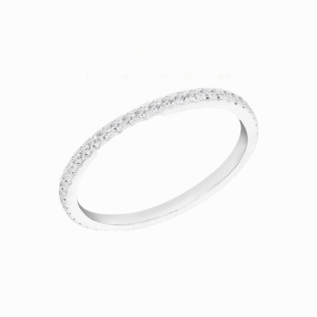 Silver CZ Eternity Band Ring