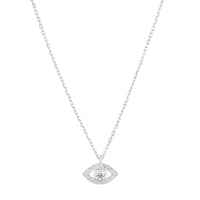 Silver CZ Evil Eye Pendant Necklace