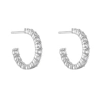 Silver CZ Inside Out Solitaire Hoop Earrings