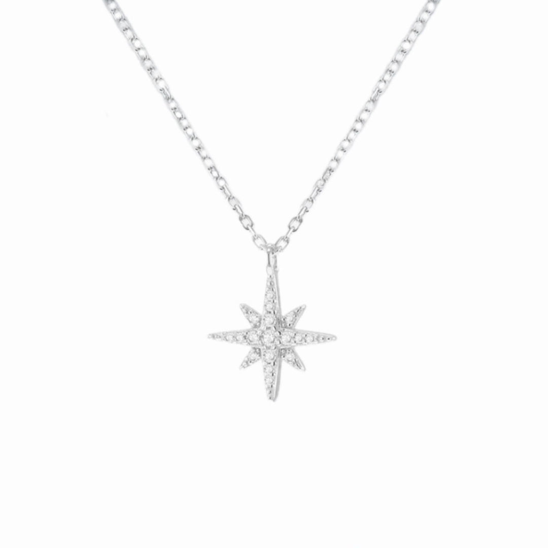 Silver CZ North Star Necklace