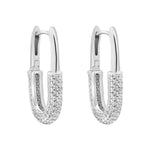 Load image into Gallery viewer, Silver CZ Paper Clip Hoop Earrings
