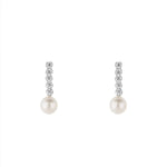 Load image into Gallery viewer, Silver CZ Pearl Drop Stud Earrings
