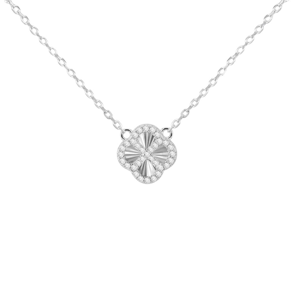 Silver CZ Petal Necklace