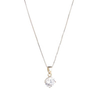 Silver Claw Set CZ Solitaire Necklace