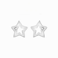 Silver CZ Star Stud Earrings