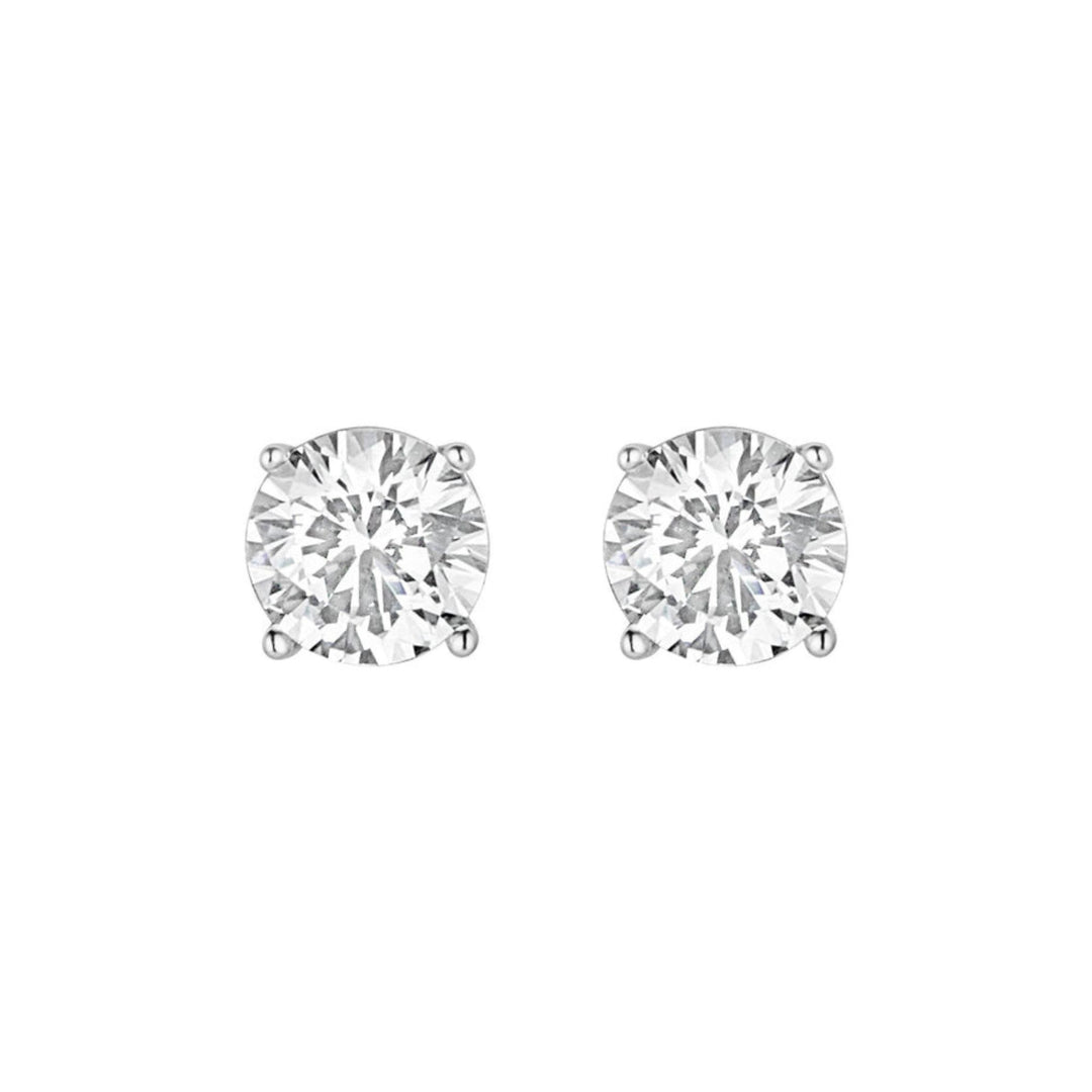 Silver CZ Claw Set Solitaire Earrings