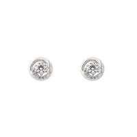 Silver CZ Swirl Circle Stud Earrings