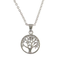 Silver CZ Tree of Life Necklace