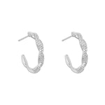 Load image into Gallery viewer, Silver CZ Twisted Hoop Earrings
