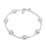 Load image into Gallery viewer, Silver CZ and Pearl Cluster Link Bracelet
