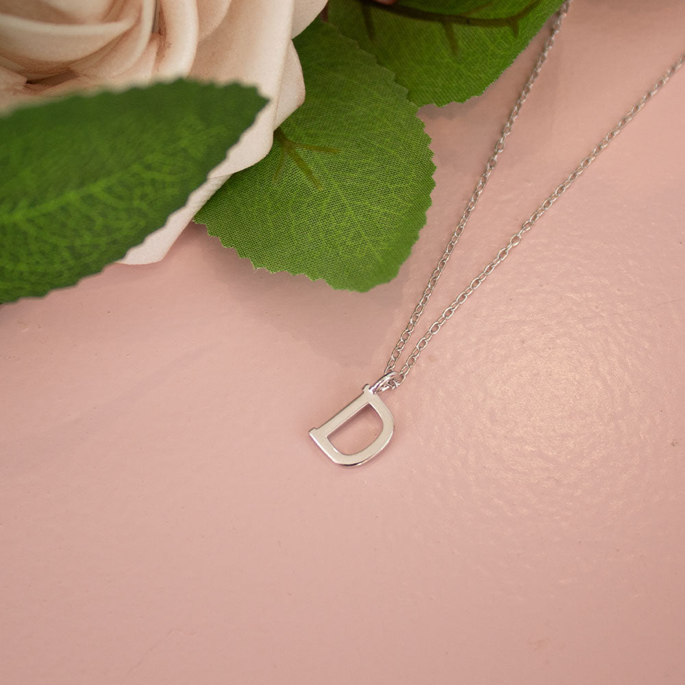 Silver D Initial Necklace