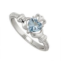 Silver December Birthstone Claddagh Ring