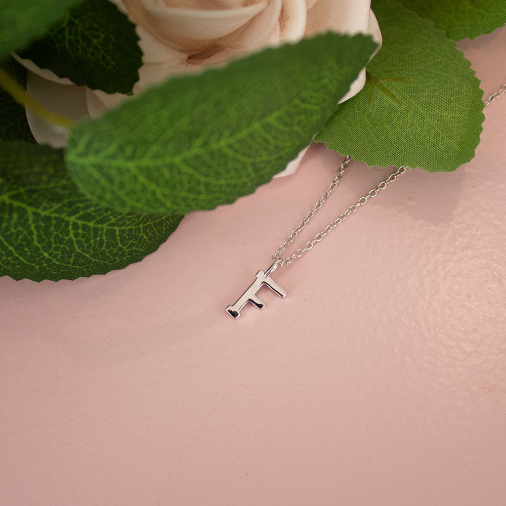 Silver F Initial Necklace