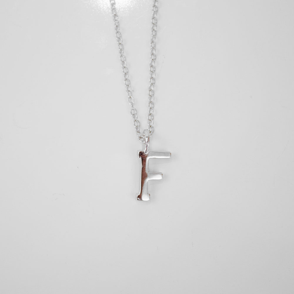 Silver F Initial Necklace