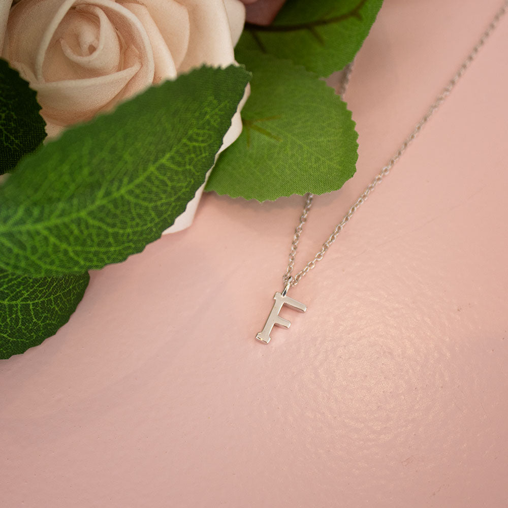 Silver F Initial Necklace