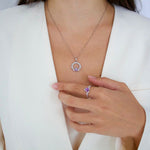 Load image into Gallery viewer, Silver Claddagh February Birthstone Necklace
