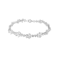 Silver CZ Flower Tennis Bracelet