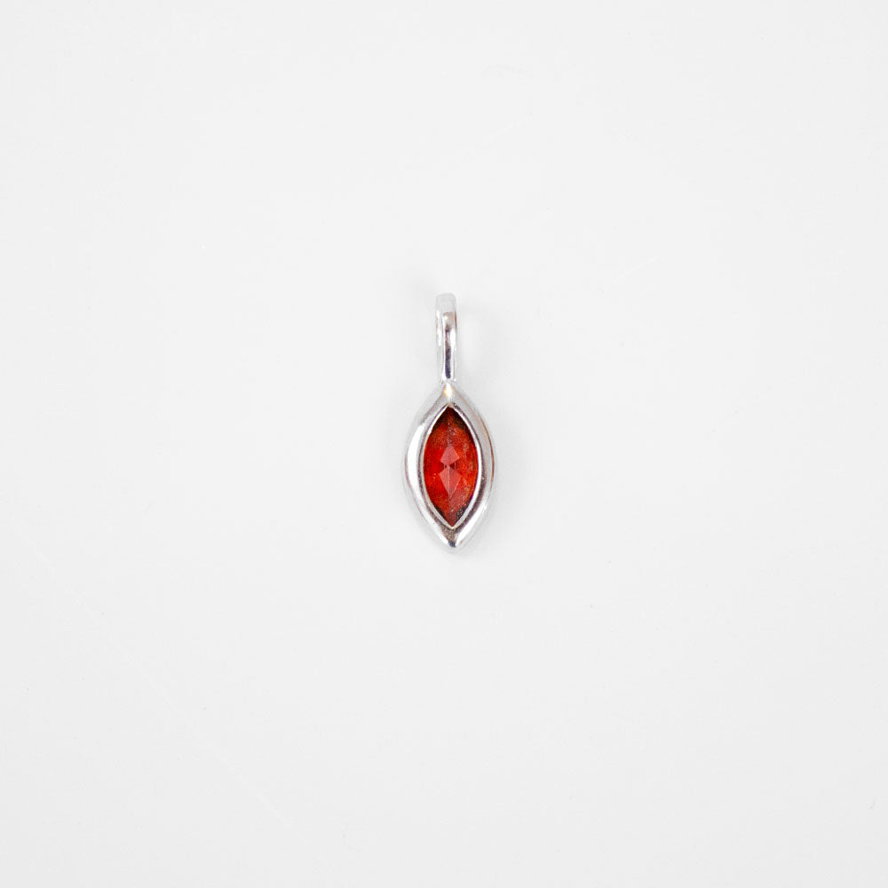 Silver January CZ Marquise Birthstone Pendant