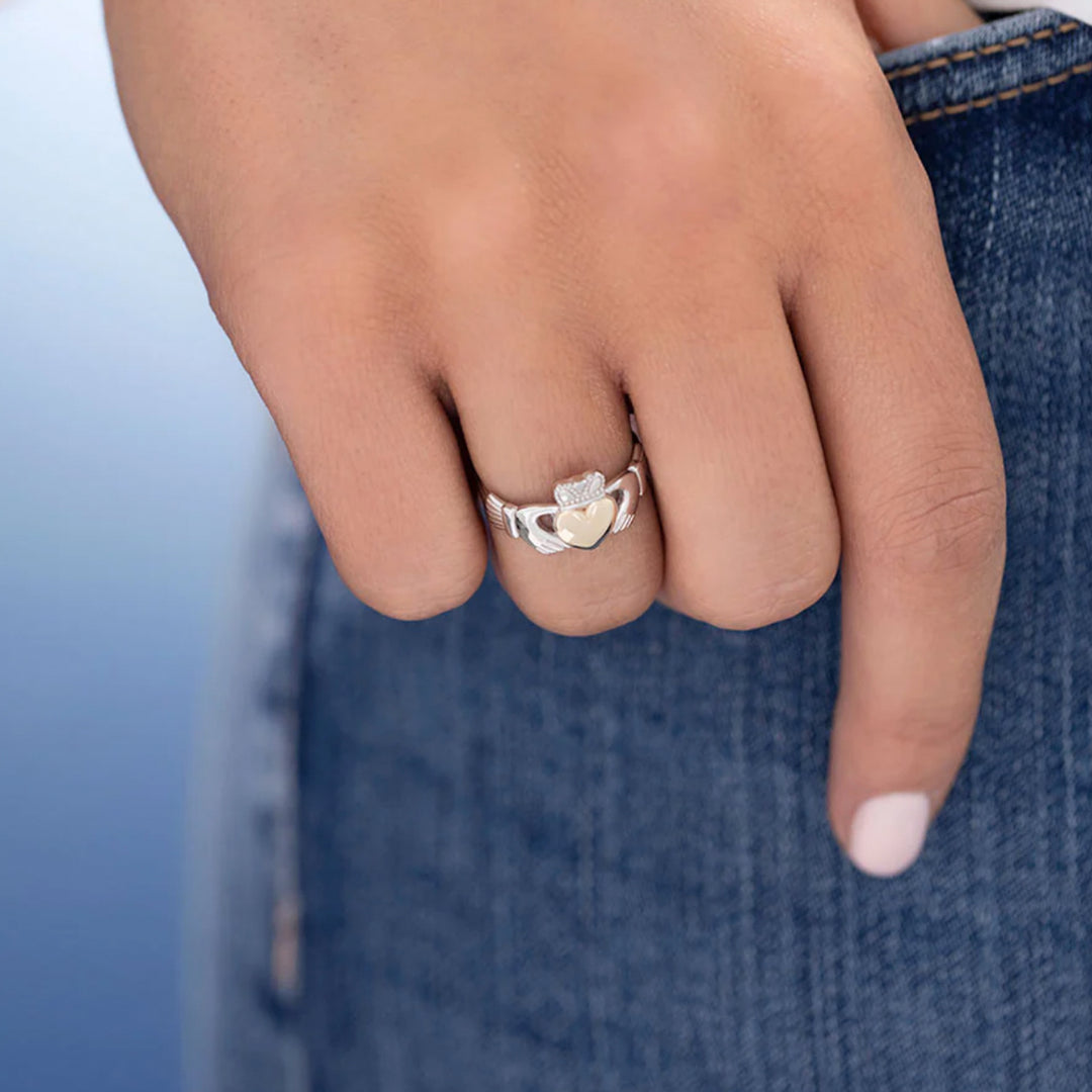 Sterling Silver and Gold Claddagh Ring