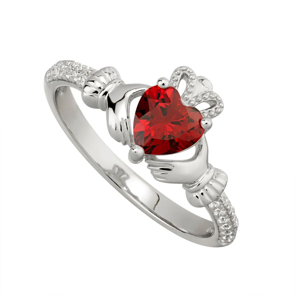 Silver January Birthstone Claddagh Ring