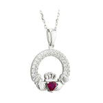 Load image into Gallery viewer, Silver Claddagh July Birthstone Necklace
