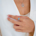 Load image into Gallery viewer, Silver March Birthstone Claddagh Ring
