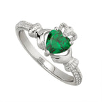 Load image into Gallery viewer, Silver May Birthstone Claddagh Ring
