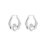 Load image into Gallery viewer, Silver Medium Claddagh Hoop Earrings
