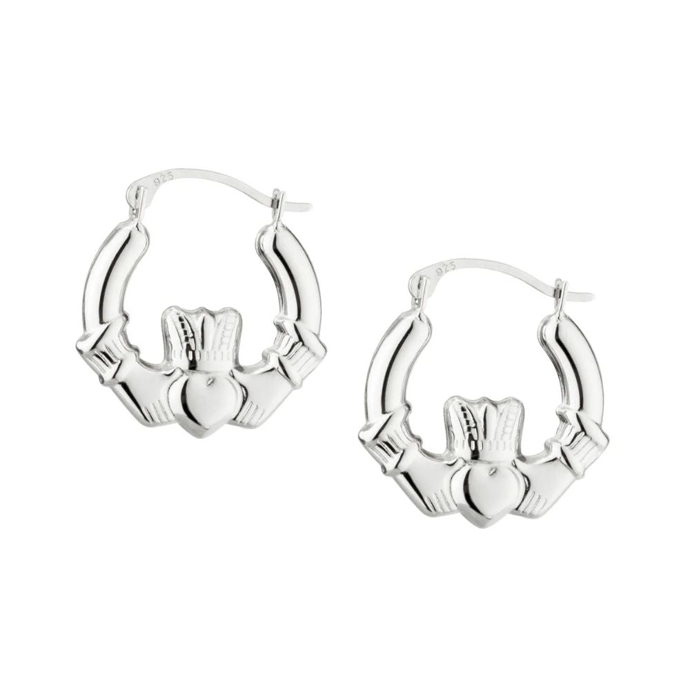 Silver Mini Claddagh Hoop Earrings