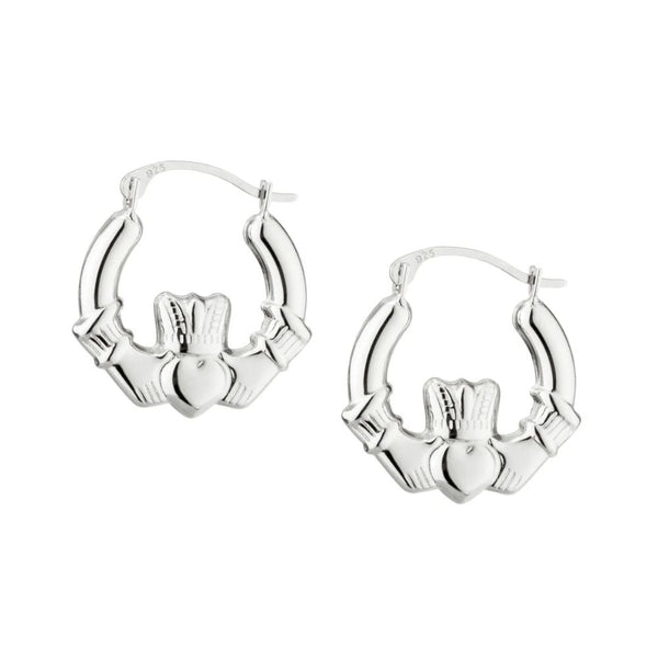 Silver Mini Claddagh Hoop Earrings