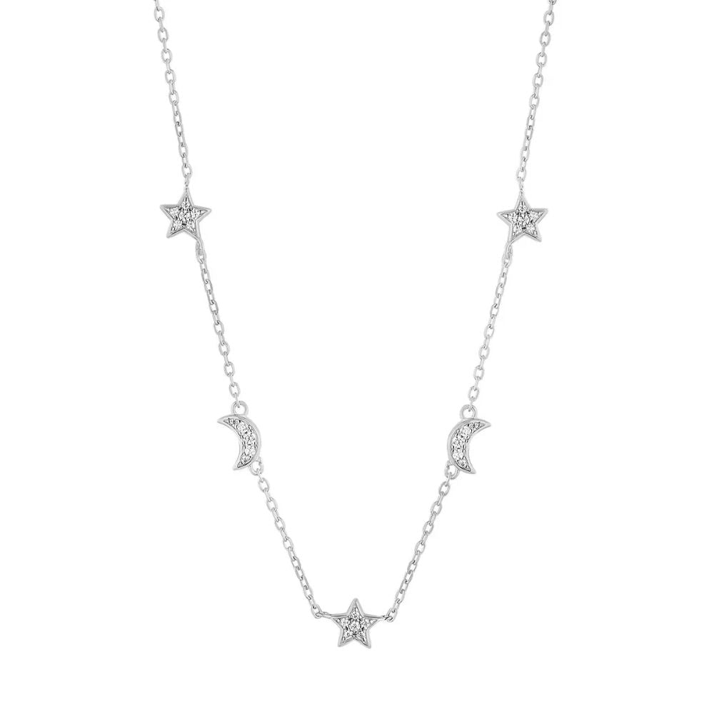 Silver Moons and Stars Necklace