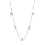 Load image into Gallery viewer, Silver Moons and Stars Necklace
