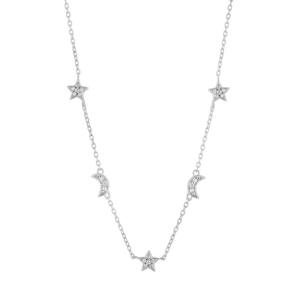 Silver Moons and Stars Necklace