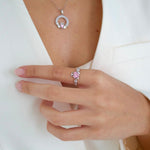 Load image into Gallery viewer, Silver October Birthstone Claddagh Ring
