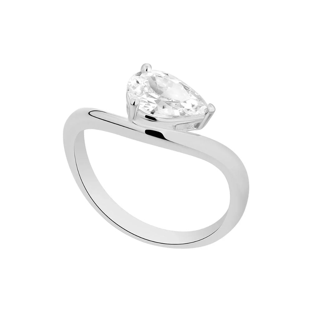 Silver Olivia CZ Pear Ring
