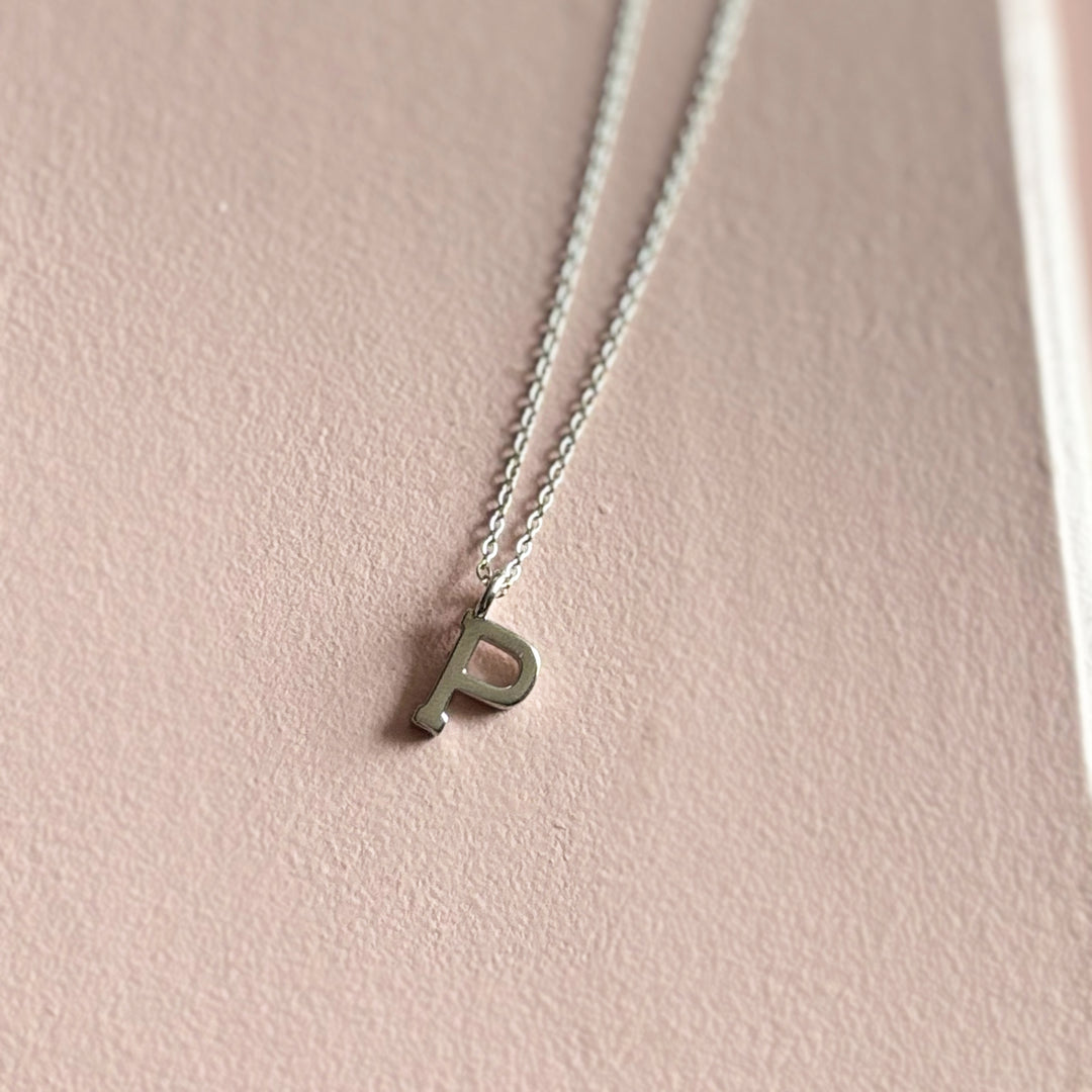 Silver P Initial Necklace