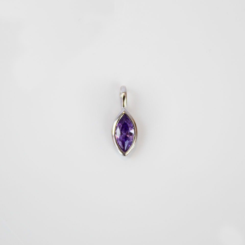 Silver February CZ Marquise Birthstone Pendant