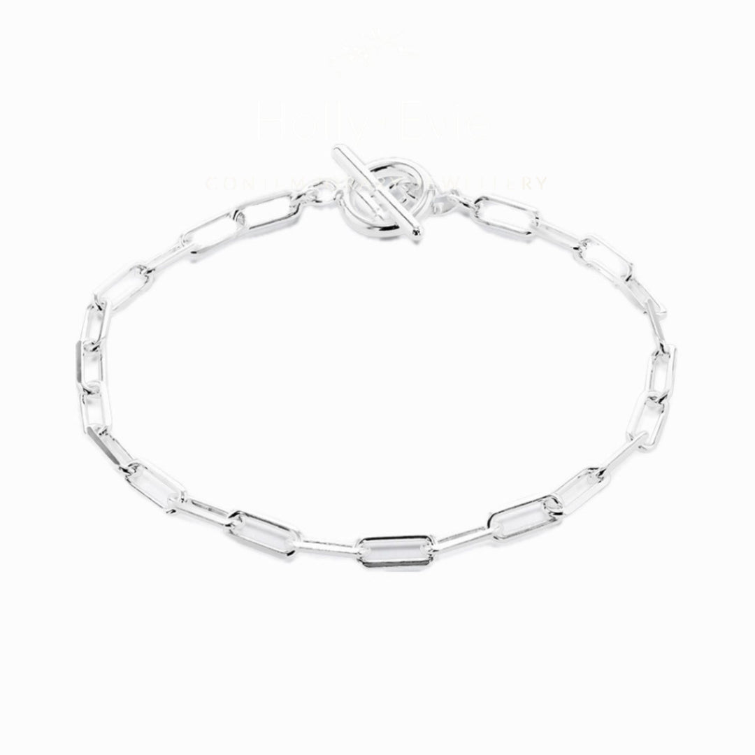 Silver Paper Chain T-Bar Bracelet