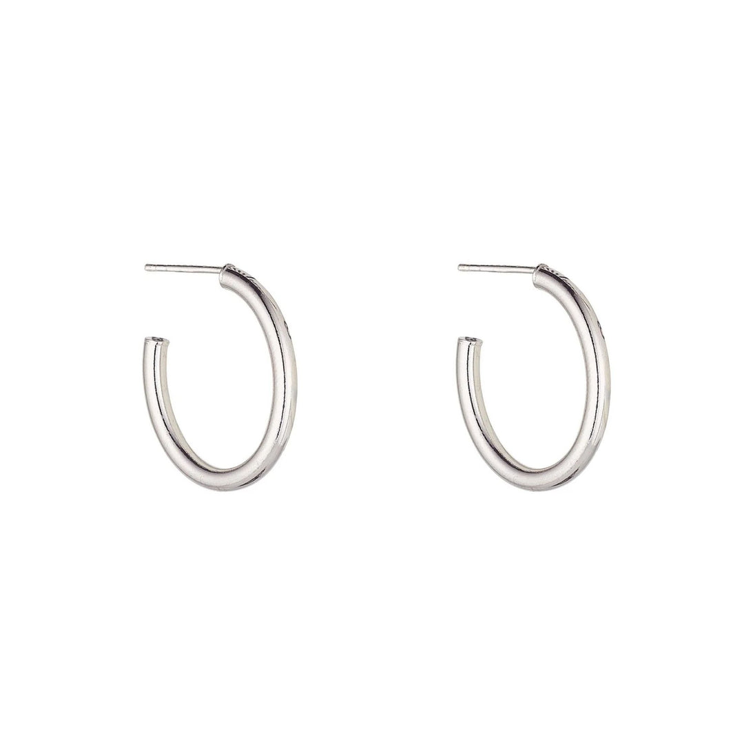 Silver Thick Round Oval Hoop Earrings