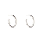 Load image into Gallery viewer, Silver Thick Round Oval Hoop Earrings
